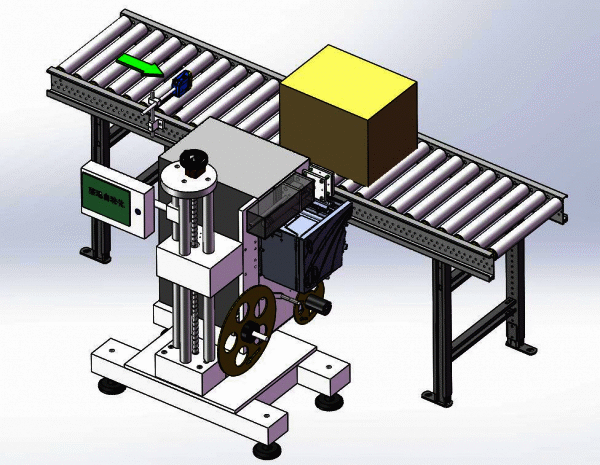 Máquina de impresión y etiquetado en línea con lector de códigos de barras láser industrial